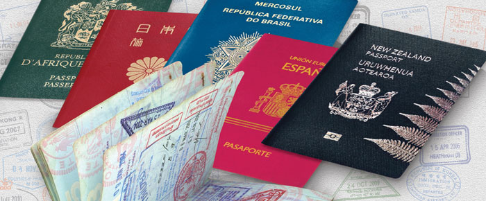 different passport images from various countries shown as an example