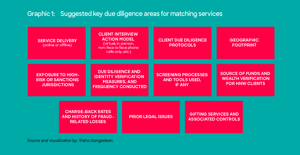 Graphic 1: Suggested key due diligence areas for matching services